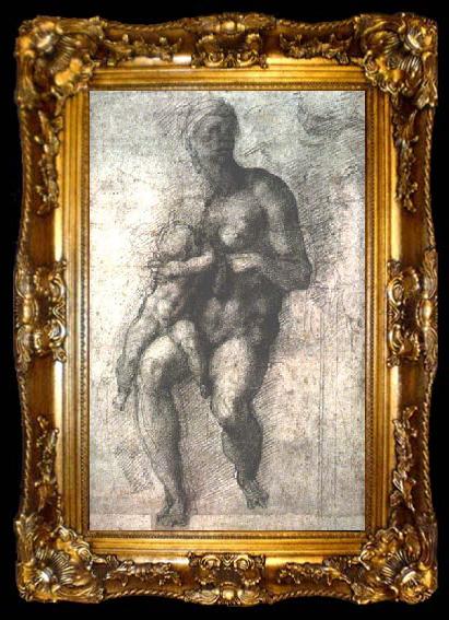 framed  Michelangelo Buonarroti Study for a Madonna and Child, ta009-2